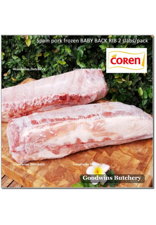 Pork baikut iga babi frozen BABY BACKRIB back rib 12-13ribs back rib COREN Spain +/- 1.6kg 17x4" 2 slabs/pack (price/kg)
